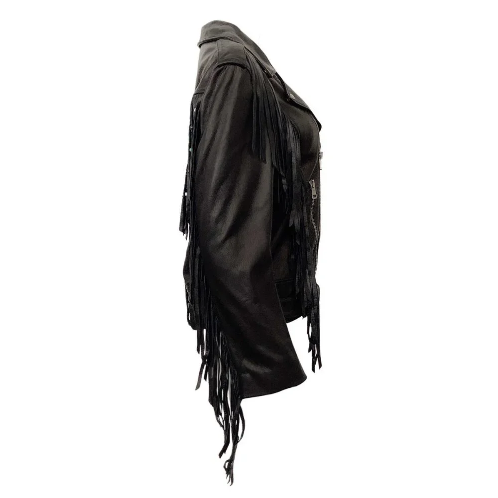 Gucci Black Leather Fringed Biker Jacket - Picture 2 of 4